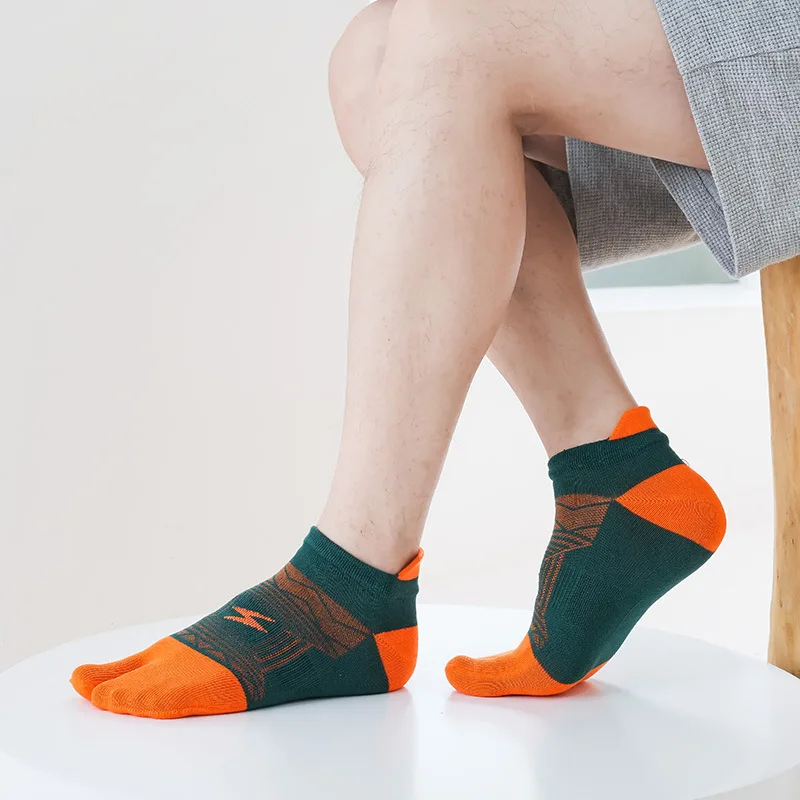 Bright Document Tabi-Chaussettes de sport en pur coton pour hommes et femmes, 2 chaussettes Parker courtes, optique, sabots d\'intérieur, Hallux
