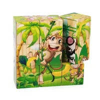 3D Cube Wooden Puzzle Children's Nine Pieces Six-sided Wooden Block Tray Children's Montessori Learning Educational Puzzle Toys