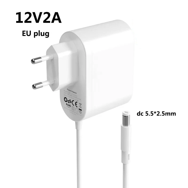 12V 2A White EU Plug Universal Power Adapter 12V 2000mA AC DC Adaptor Power Supply 12v Transformer 5.5*2.5mm Euro Switching