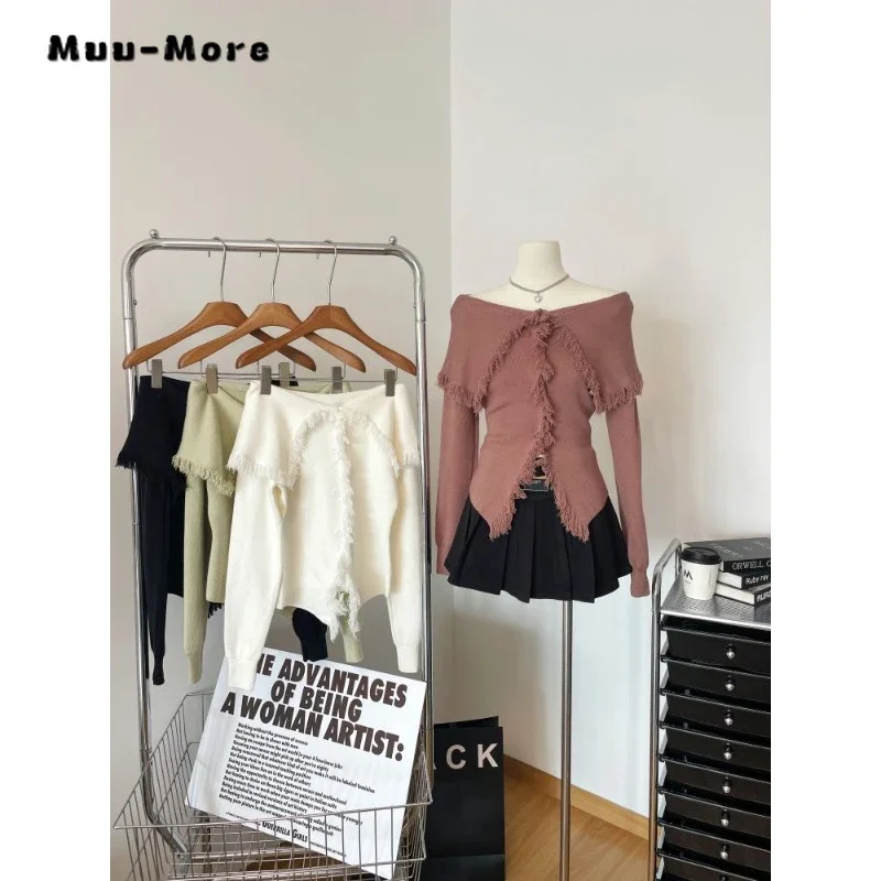 

2023 Winter Hotsweet Solid Color Gyaru Knitting Long Sleeve Cardigans Women Casual V-Neck Single Breasted Ladies Sexy Sweater