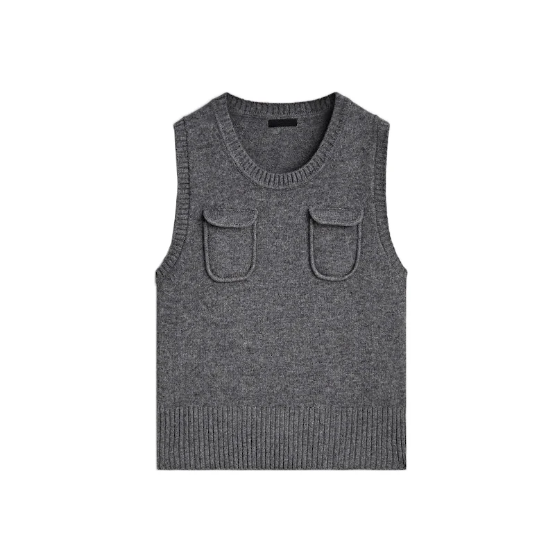 سترة نسائية جديدة للربيع بنمط كاجوال مريح، مصنوعة من الألياف المختلطة المحبوكة، ملابس داخلية من البوليستر بطول عادي وبدون أكمام #2