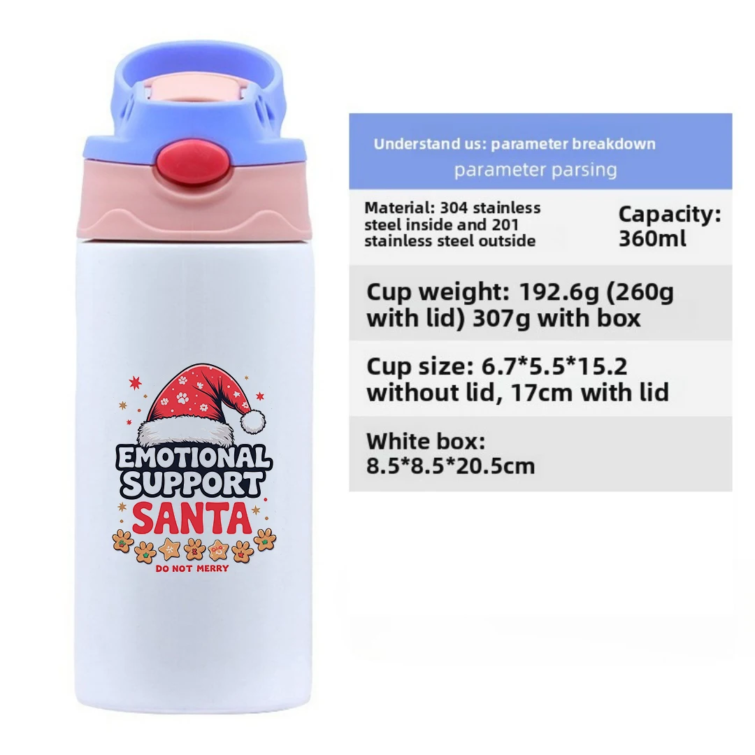 304 الفولاذ المقاوم للصدأ كوب معزول رائعتين قبعة عيد الميلاد شكل الأطفال كوب بقشة هدية الكريسماس دعم عاطفي سانتا ايدي