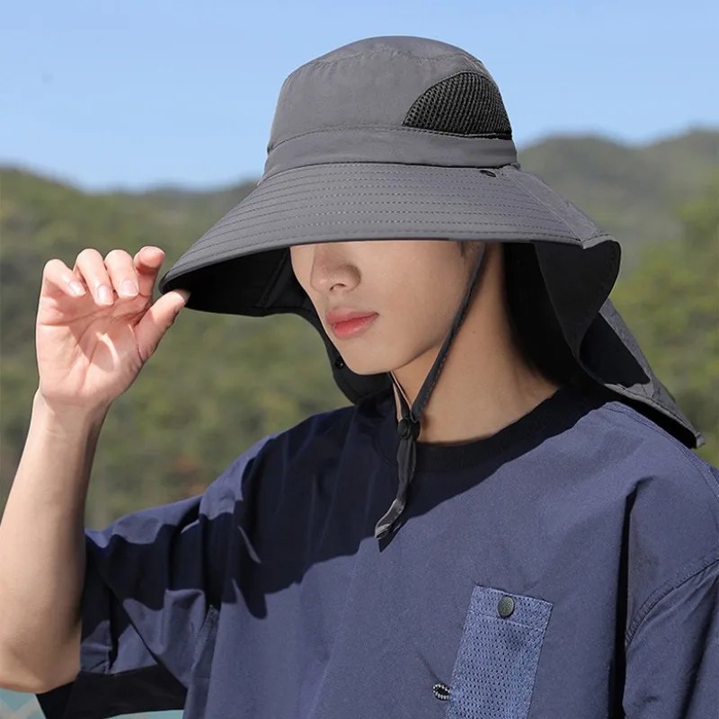 Fisherman's Hat Anti-ultraviolet Outdoor Outing Sun Hat Fishing Face Sunscreen Large Brim Sun Fishing Hats for Men