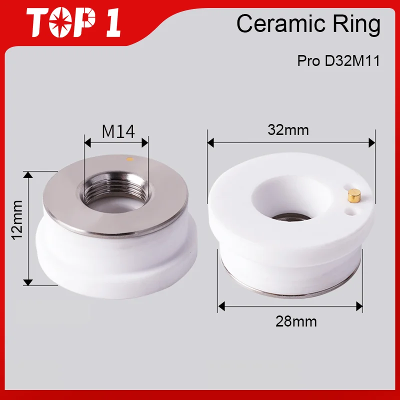 TOP1 Laser Ceramic 28/32mm OEM Precitec/WSX/Raytools Ceramic KT B2 CON P0571-1051-00001 Nozzle holder For Fiber Laser Cutting He