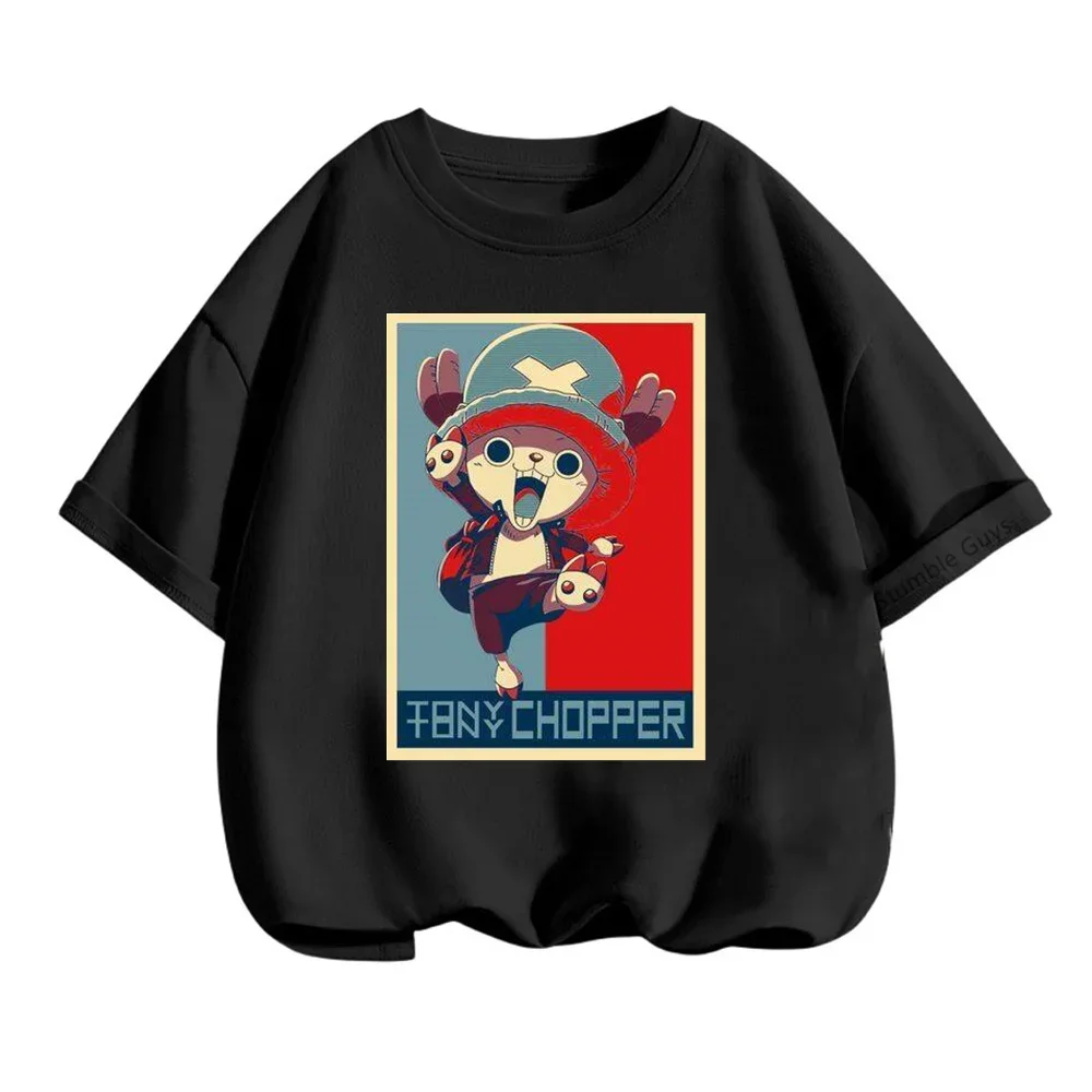 Luffy T-shirt Anime Boys Clothes Girls Tshirt  Summer One Pieces Short Sleeve Teen Streetwear Cool 3-14 Years Kids Tops