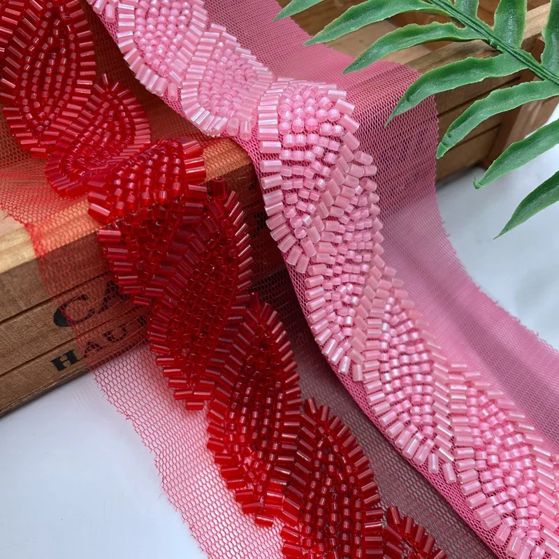 90cm Beads Leaves Lace Ribbon Garment Sewing Accessories Trimmings For Clothing Dress Collar Cuff DIY Crafts Needlework Applique