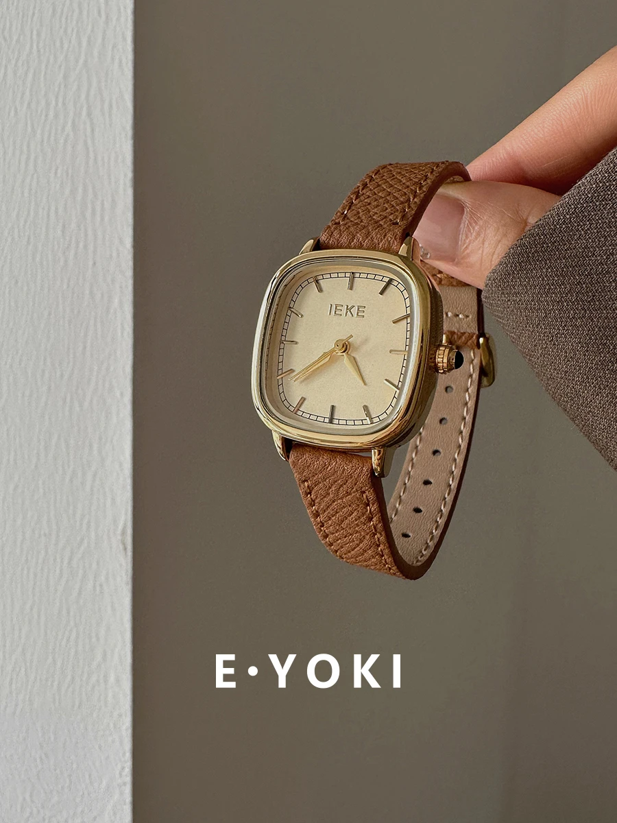 Korean style pumpkin color small square watch for women luxury women's high-end quartz watch for women gift for women