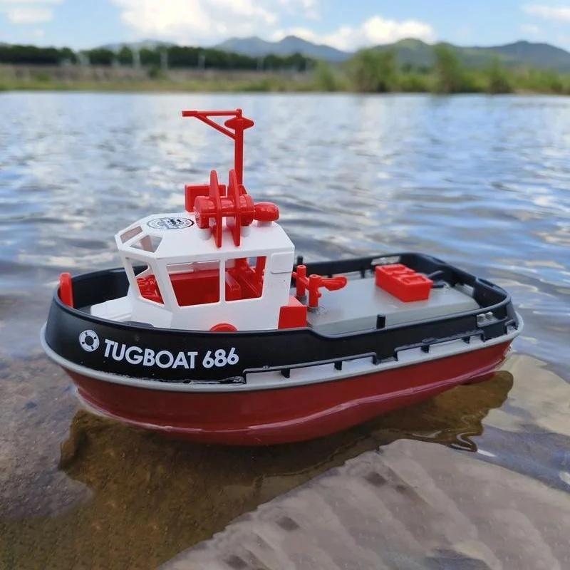 Remote Control Tugboat 1:72 Electric Boat Water Toy Charging Electric Boy Girl Simulation Remote Control Cargo Ship Model Toy