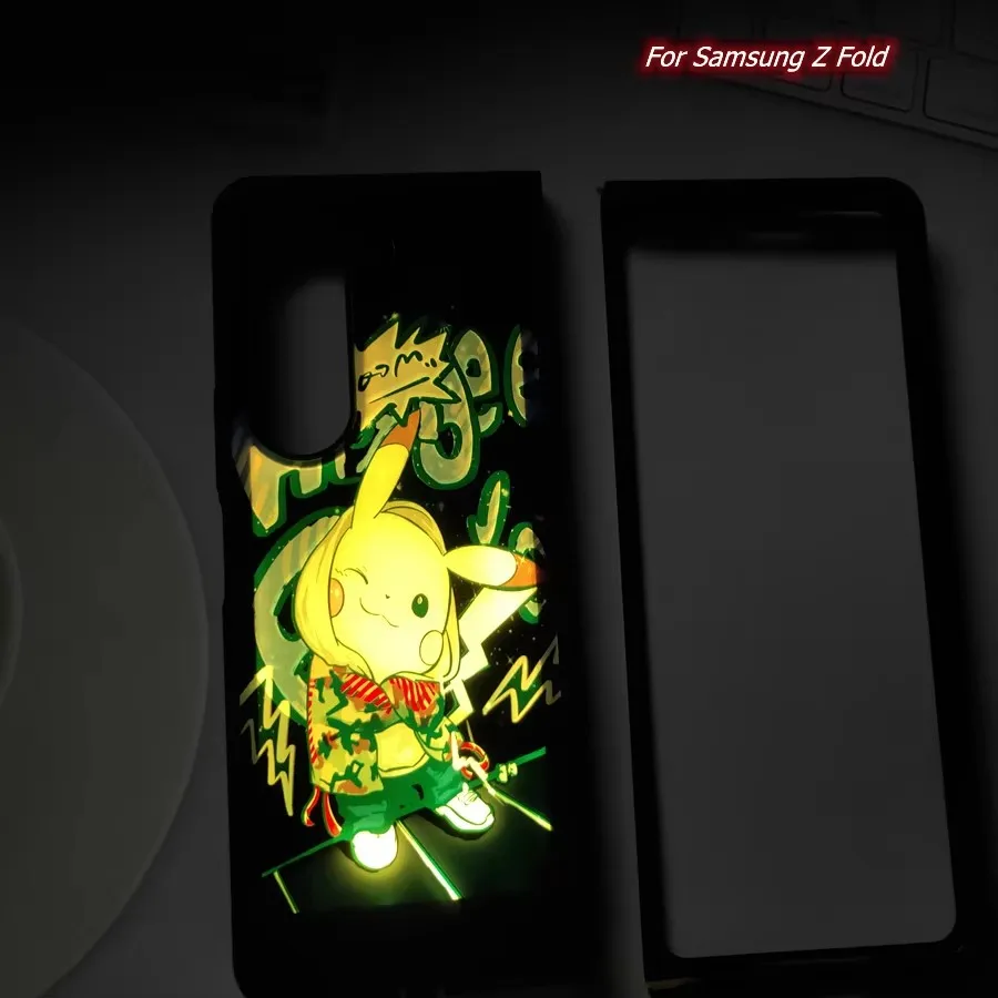 

Yellow Mouse Elf Ghost Flash LED Case Cover For Samsung S25 S24 S23 Plus S22 S26 Ultra Zfold 7 6 5 4 Cute Anime Luminous Funda
