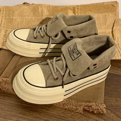 Zapatillas Shoes Women Platform Raised Casual Women Suede Warm Sneakers Designer Canvas Shoes Woman Vulcanize Shoes Кроссовки