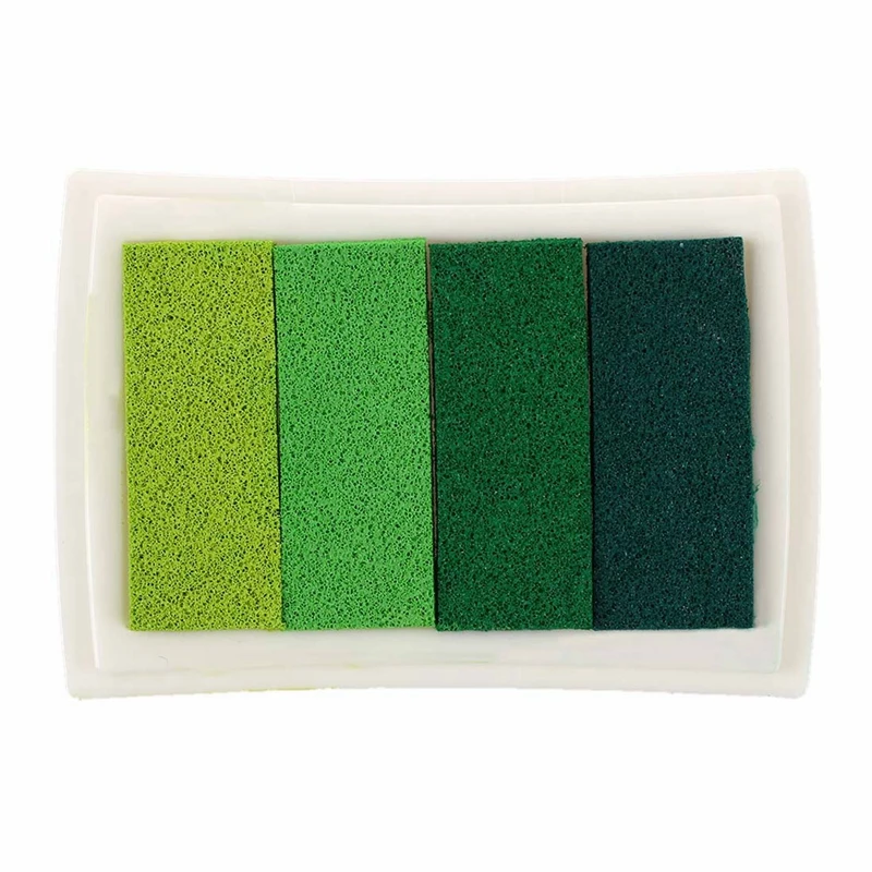 2X Inkpad Craft Multi Gradient Green 4 Colors Ink Stamp Pad Oil Based