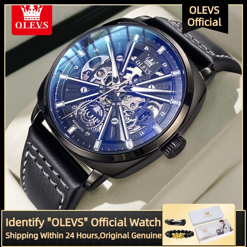 

OLEVS 6685 Новые мужские часы Элитный бренд Полый дизайн Автоматические механические часы Спортивные водонепроницаемые мужские часы из нержавеющей стали