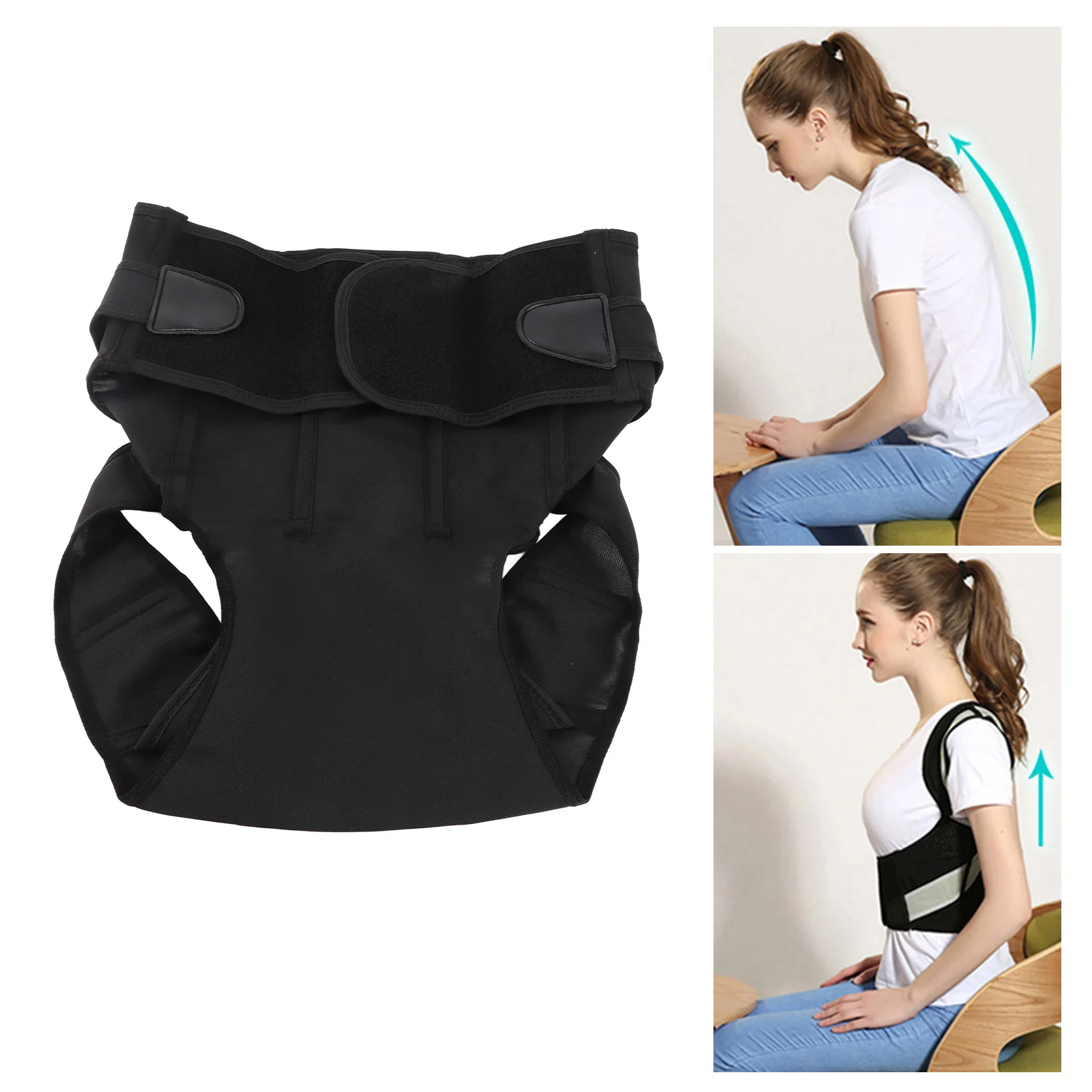 

Back Posture Corrector Hunchback Posture Corrector Adult Student Black Breathable Mesh Adjustable Back Brace Straightener