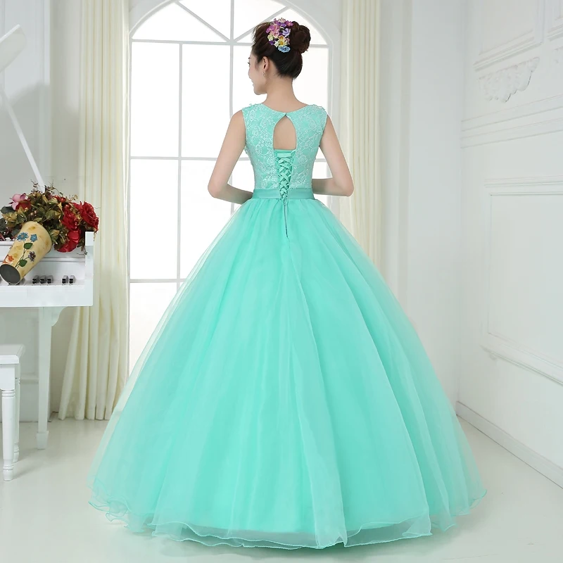 Customized Sweet Sleeveless Quinceanera Dresses Lace Sequined Flowers Vestido De Debutante Illusion Floor-length Vestidos De 15