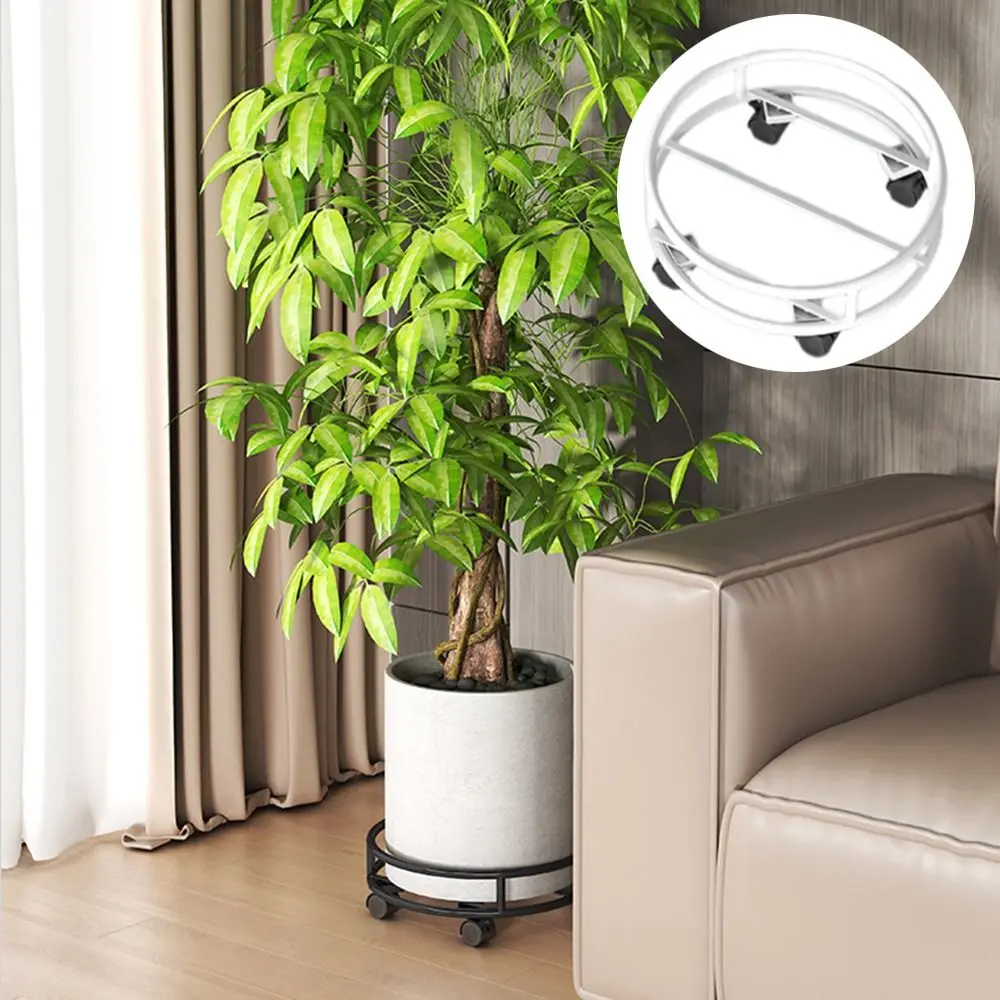 

Sturdy Construction Rolling Plant Pot Stand with Wheels Movable Round Planter Rack Lockable Silent Mobile Flower Pot Tray