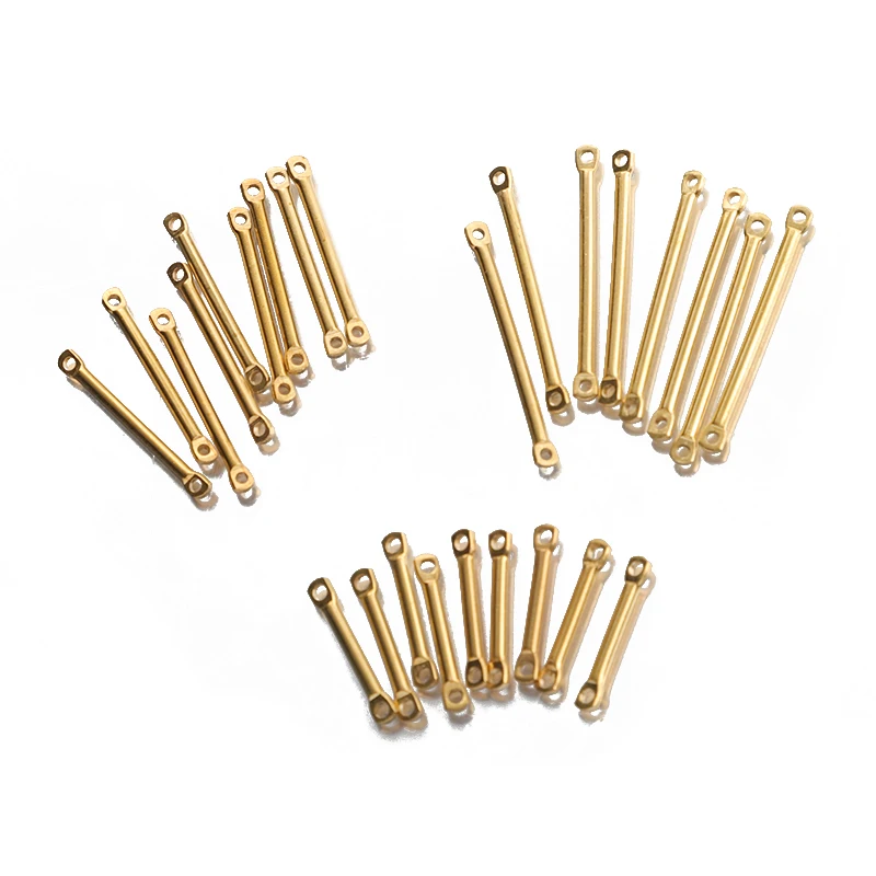 50Pcs/Lot Brass Bar Connector 15 20 25mm Long Bar Stick Link with Two Holes Bracelet Link for Necklace Earrings Jewelry Making