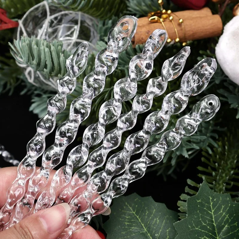 Transparent  Acrylic Crystal Icicle Ornaments Christmas Tree Hanging Pendants Simulated Icicles Festival Xmas Party Decoration