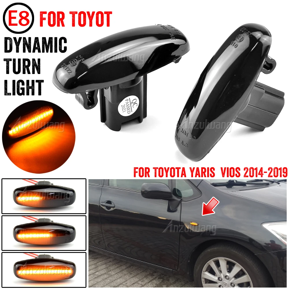 

2Pcs Car Led Dynamic Side Marker Turn Signal Light For Toyota Yaris Vios Sequential Blinker Light 2014 2015 2016 2017 2018 2019