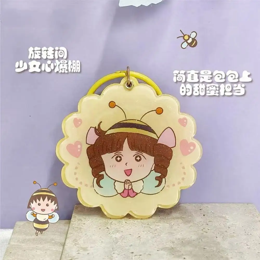 Chibi Maruko chan Bee series Bead string phone chain Acrylic Mirror pendant Cartoon ornament Hang bag birthday and Holiday gifts