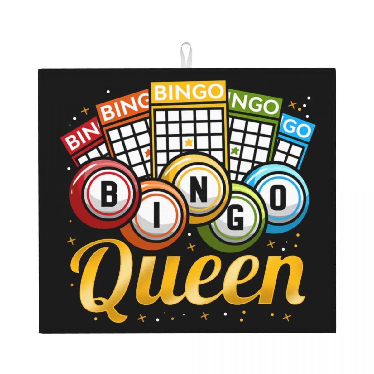 Custom Bingo Queen Dish Drying Pads Custom Absorbent Microfiber Fast Dry Drainer Mats