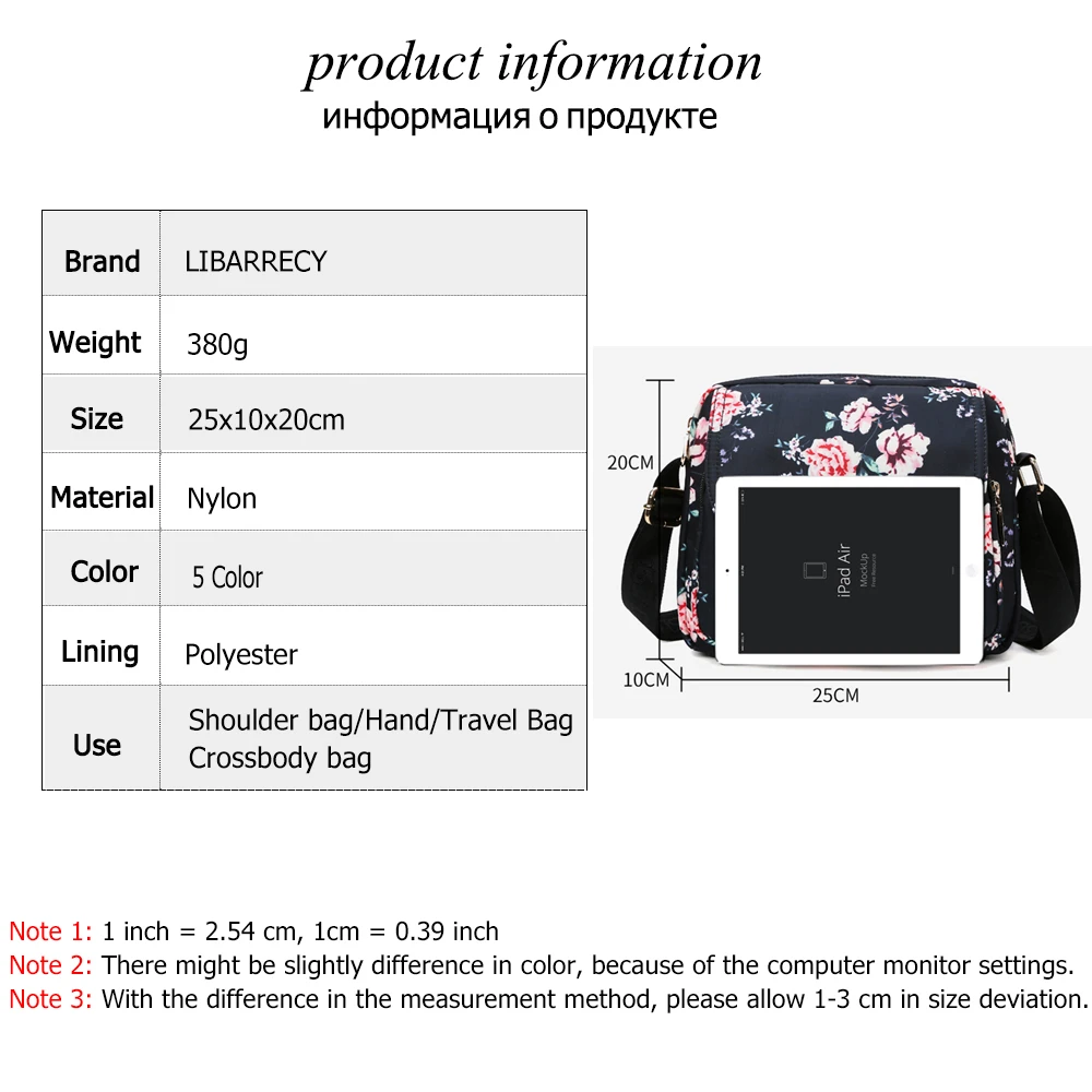 Fashion Flower Pattern Design Ladies Shoulder Bag Multi-pocket Ladies Messenger Bags Fashion High Quality Nylon Women Bag Purse