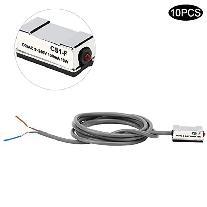 【Big Deal】10Pcs Air Cylinder Magnetic Sensor Switch, CS1-F DC/AC 5-240V Adaptable For SC/SI/SU/MI/JSI Type Pneumatic Cylinder