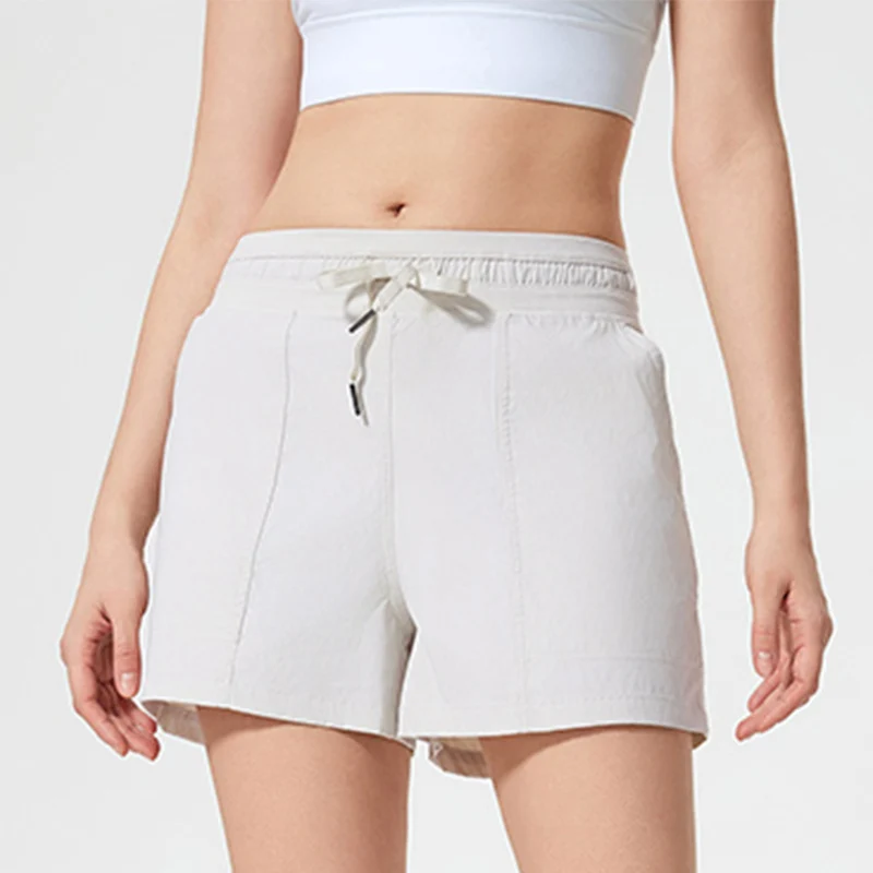Women Summer New Arrival Loose Casual Ice Feel Breathable Sports Shorts, Drawstring Waist Fitness Yoga Shorts
