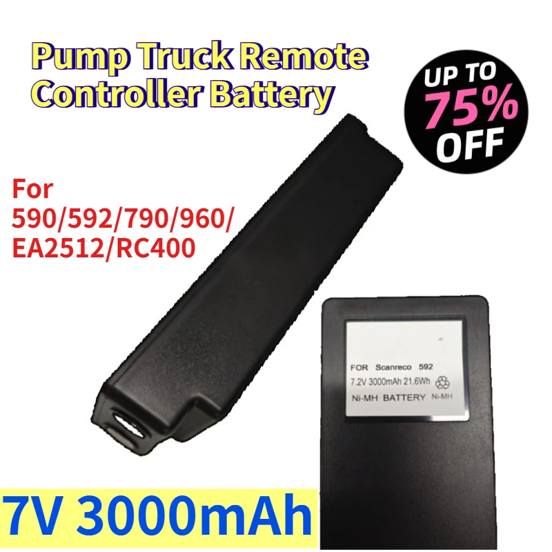 

7V 3000mAh Pump Truck Remote Controller Battery for 590/592/790/960/EA2512/RC400 High Energy Density