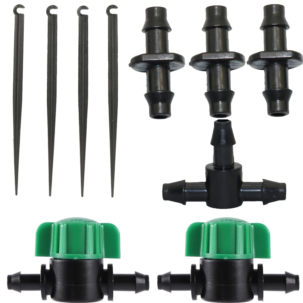 100PCS Garden Water Connector Drip Irrigation for 4/7mm Tubing Hose Accessories Joint Barbed Tees Cross Eng Plug Adaptors