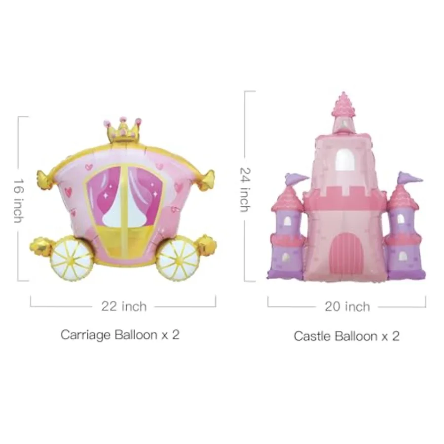 Castle Balloons Foil Carriage Balloons for Princess Baby Shower Decorations Princess Birthday Party Decorations