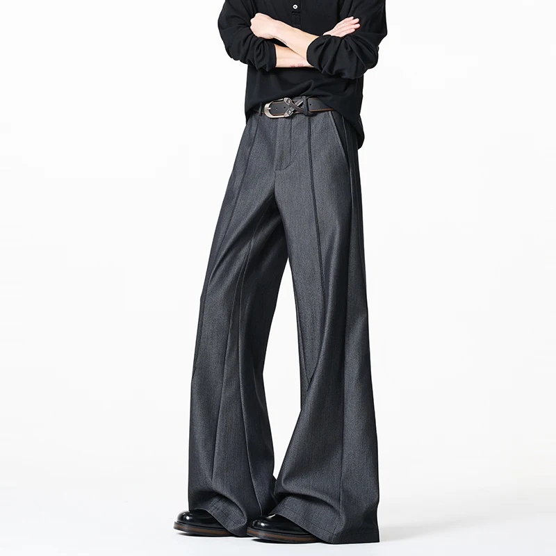 

Grey Black Oversized Suit Pants Men Fashion Society Men Dress Pants Korean Loose Wide Leg Pants Mens Office Formal Trousers
