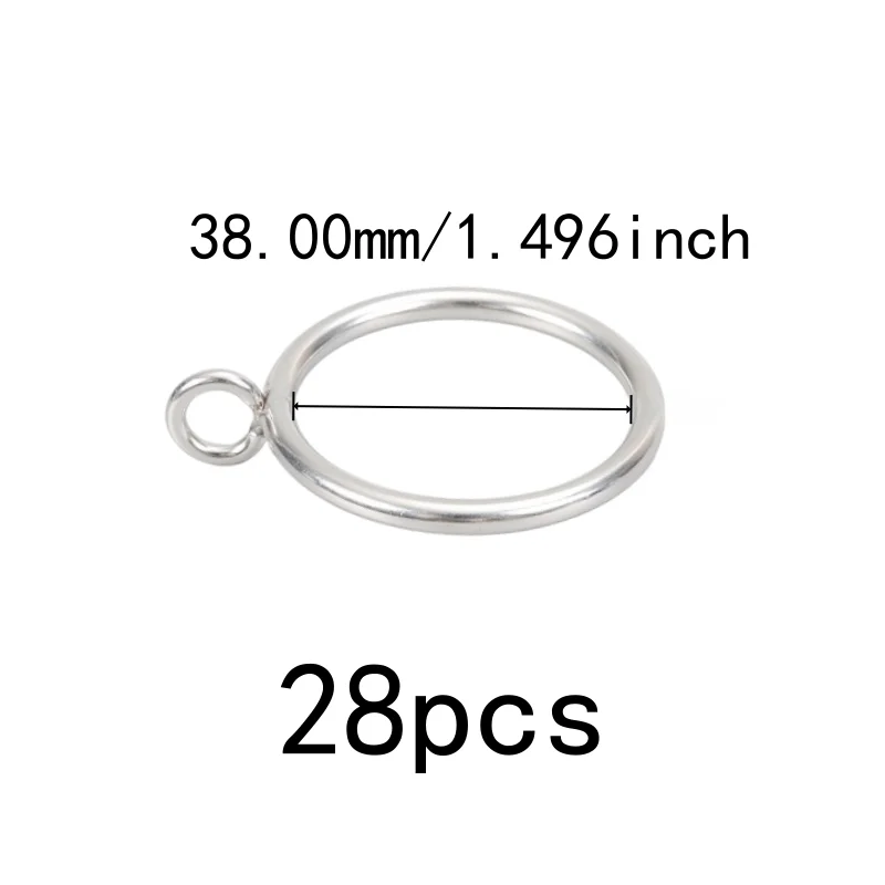 28 pcs 38mm Eyelet Curtain Hangers, Home Fabric Hanging, Rust Resistant Finish, Smooth Sliding On Rod, Silver