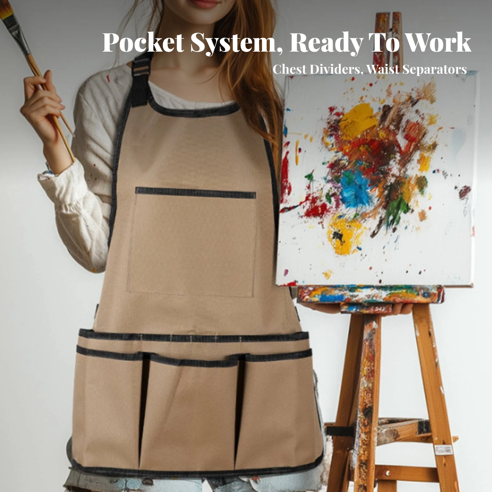 Gardening Tool Apron with Pockets Waterproof Garden Apron with Pockets Easy to Clean Full-Coverage for Gardeners, Workshop