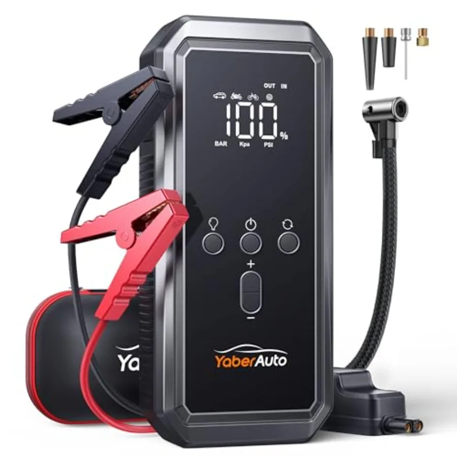

9-in-1 Jump Starter with Air Compressor 5500A 150PSI Portable Car Battery Jump Starter All Gas/10L Diesel 12V Jump Box Car Batt