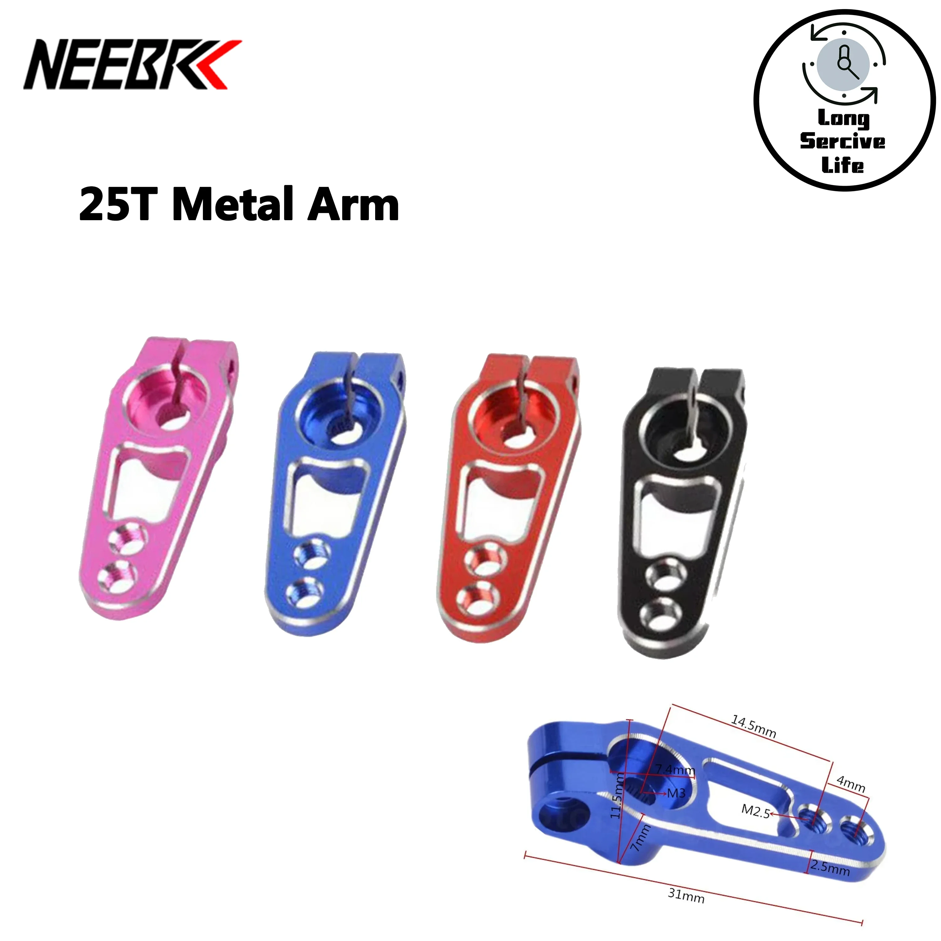 

NEEBRC 25T RC Servo Horn Metal Arm M3 Steering Servo Arm for RC Car Plane Robot Boat Futaba Savox Xcore HL HSP HD Power RC Tools