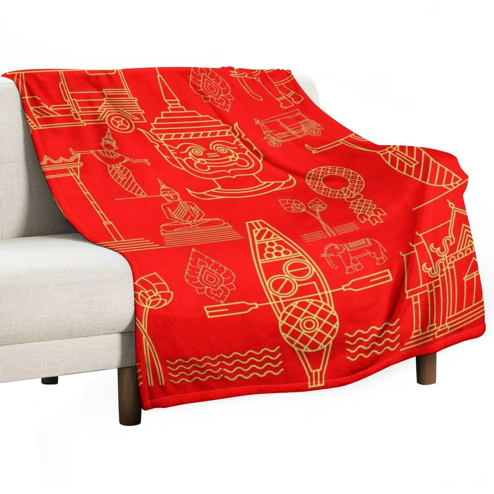 

Thai pattern Throw Blanket For Decorative Sofa bed plaid Stuffeds Blankets