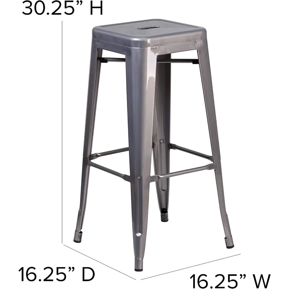 30'' High Backless Metal Indoor Barstool with Square Seat