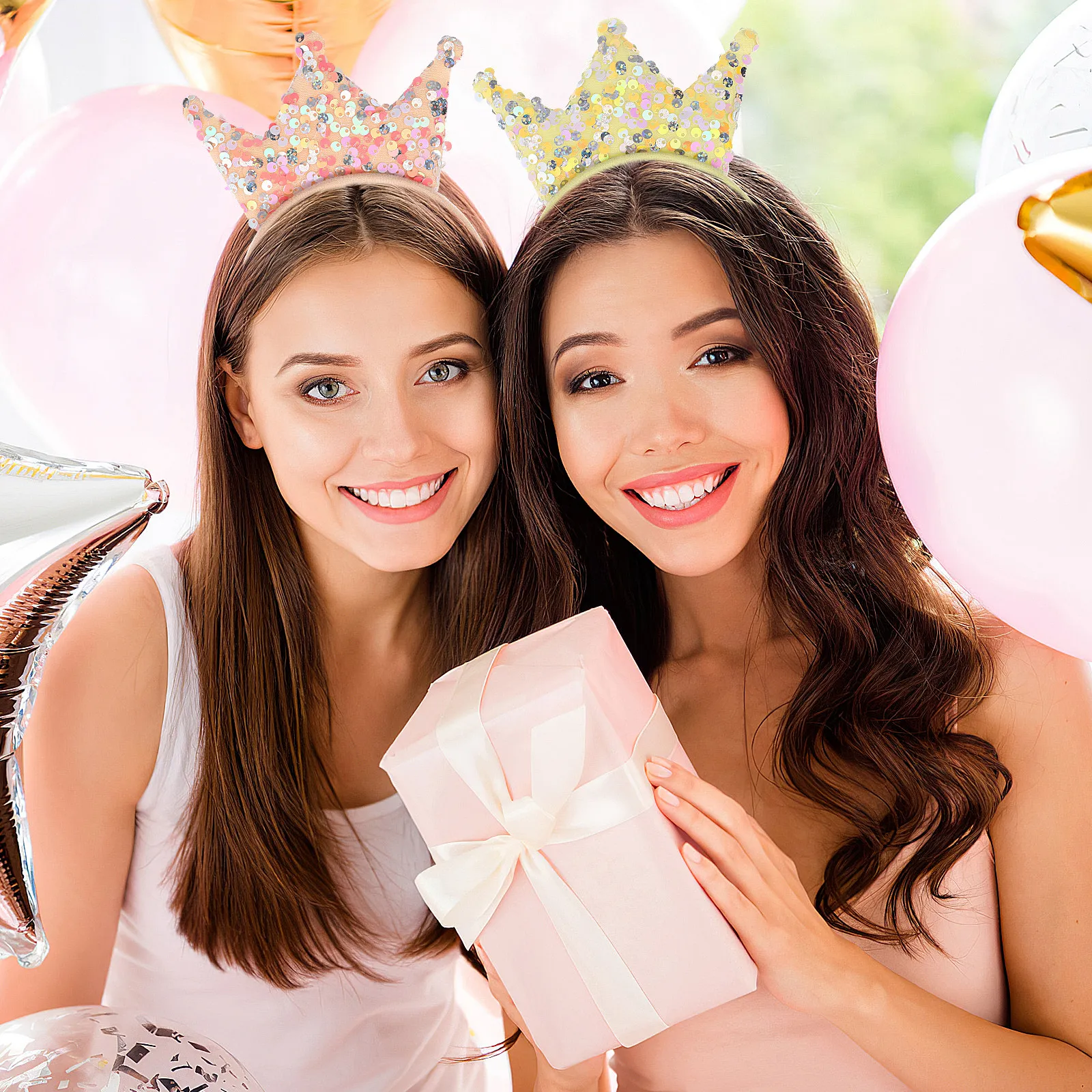 

12 шт. блестящих повязок на голову для девочек, элегантные повязки с пайетками и блестками для вечеринок, аксессуары для волос на день рождения, украшения для детских причесок