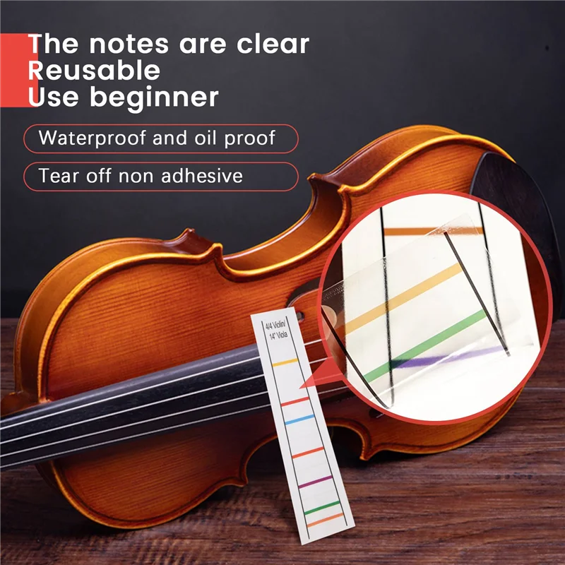 Autocollant pour touche de violon 4/4, marqueur de touche, bande graphique d'apprentissage des notes, 2 pièces