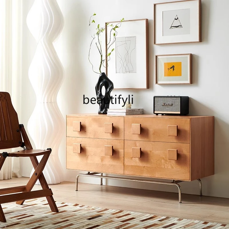 Nordic Solid Wood Chest of Drawers Living Room Cherrywood Carmen Cabinet Decorative Storage Sideboard Cabinet