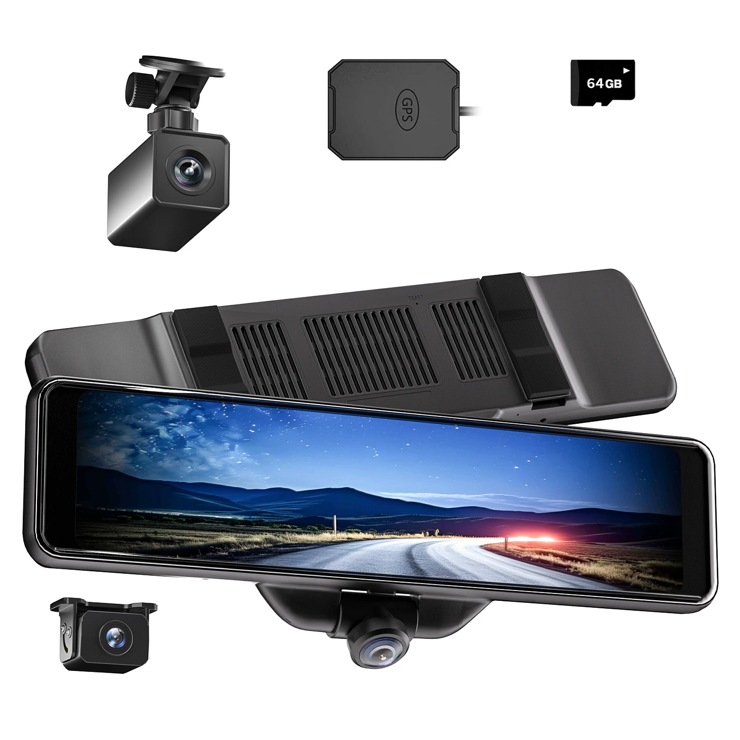 AKEEYO 12 Inch Touch Screen Super Night Vision Hd 1080p Car Black Box Dash Cam 360 With Gps