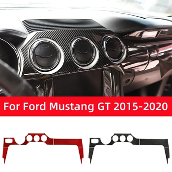 לאביזרים לפורד מוסטנג GT 2015-2021 כיסוי פנל המכונית הפנימי מסיבי פחמן מדבקת קישוט מסגרת