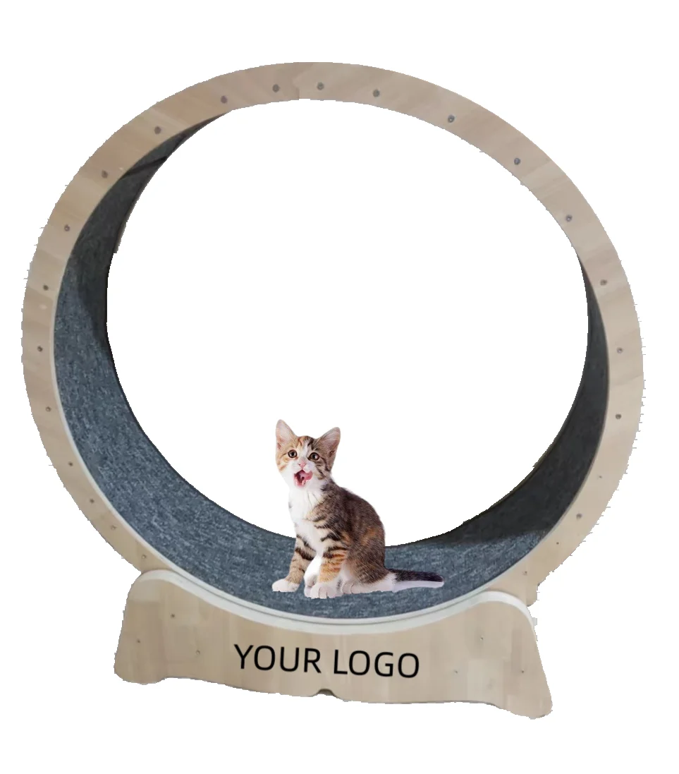 Oak Wood Pet Tread Exercise Running Wheel Interactive Anti-depression Fiber board Wooden Cat Pet Dog Fun Treadmill