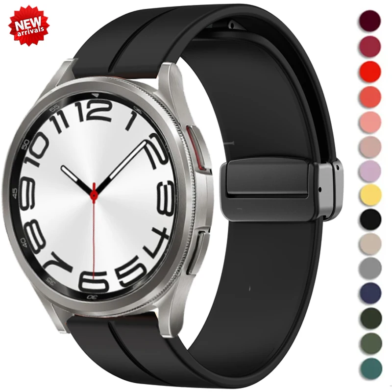 20mm 22mm Strap For Samsung Galaxy watch 4/5 pro/classic/gear s3/active 2 Sport Silicone Magnetic Buckle Huawei GT 2 2e 3 band