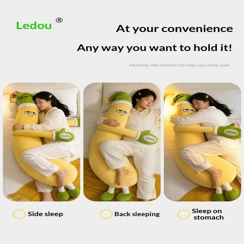 Ledou Banana Plush Long Sleep Pillow Smart Heating Music Soothing Side Sleeping Hug Pillow for Adult Women Bedroom Use