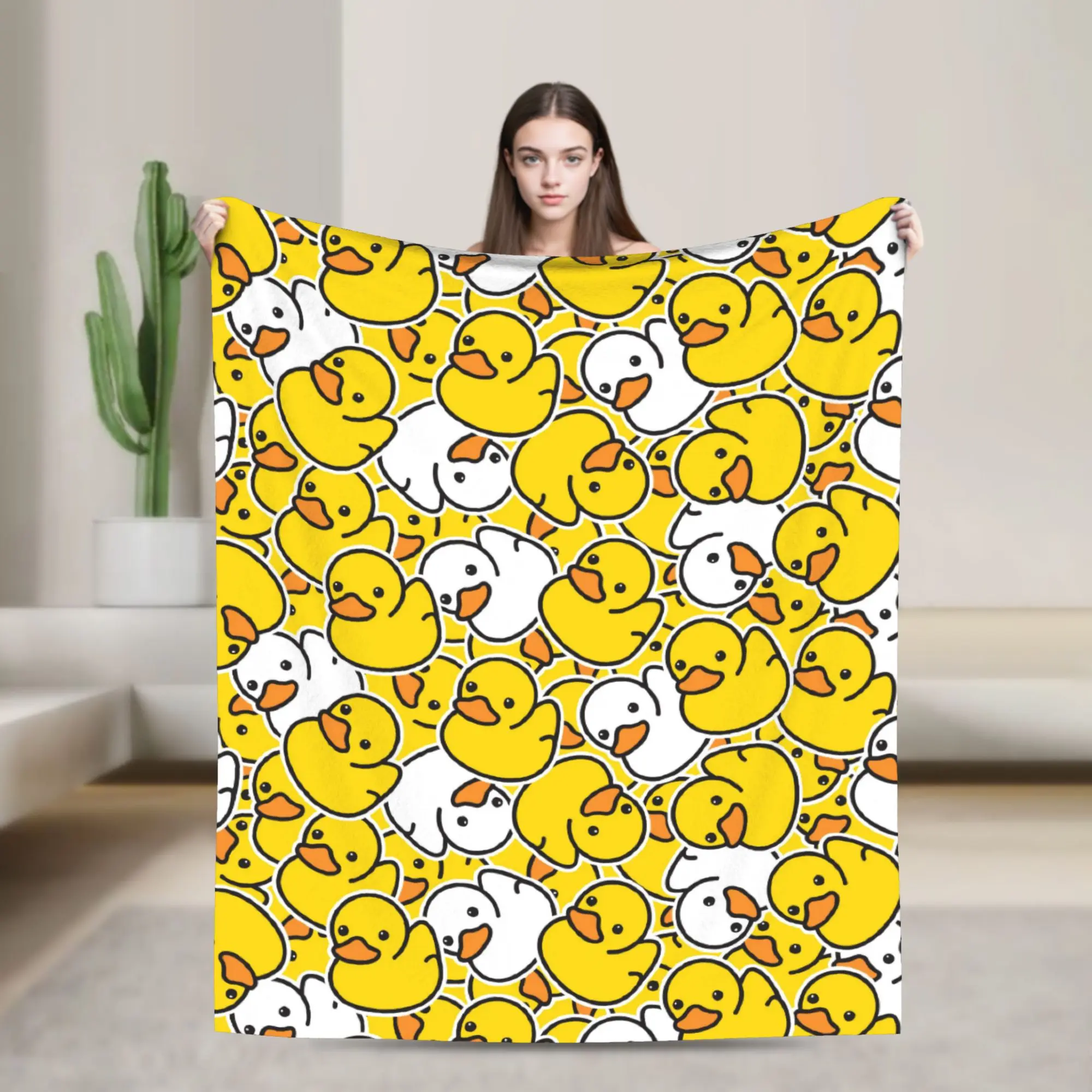 Cute Duck Ducky Cartoon Blankets Flannel Decoration Animal Portable Lightweight Throw Blankets for Home Bedroom Bedspreads