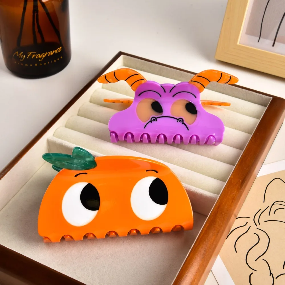 Милый оранжевый зажим для волос с когтями 2024, зажим для волос большого размера с дьявольским крабом, модный креативный мультяшный головной убор, женский аксессуар для волос для девочек