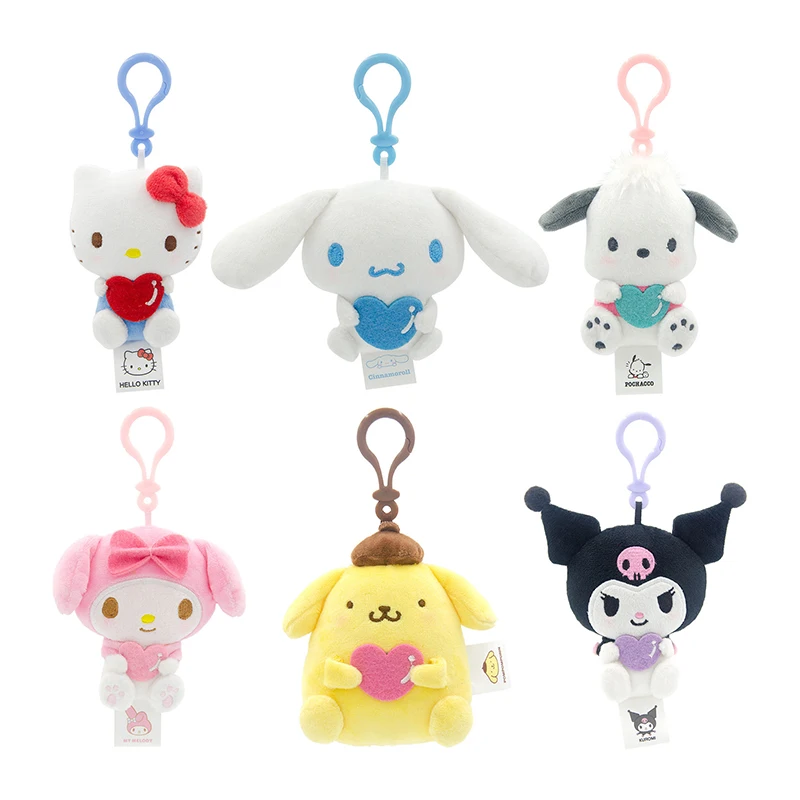 Sanrio Hello Kitty Plush Small Charms My Melody Plushies Kuromi Bag Charm Cinnamoroll Pendant Pompom Purin Doll Pachacco Kid Toy