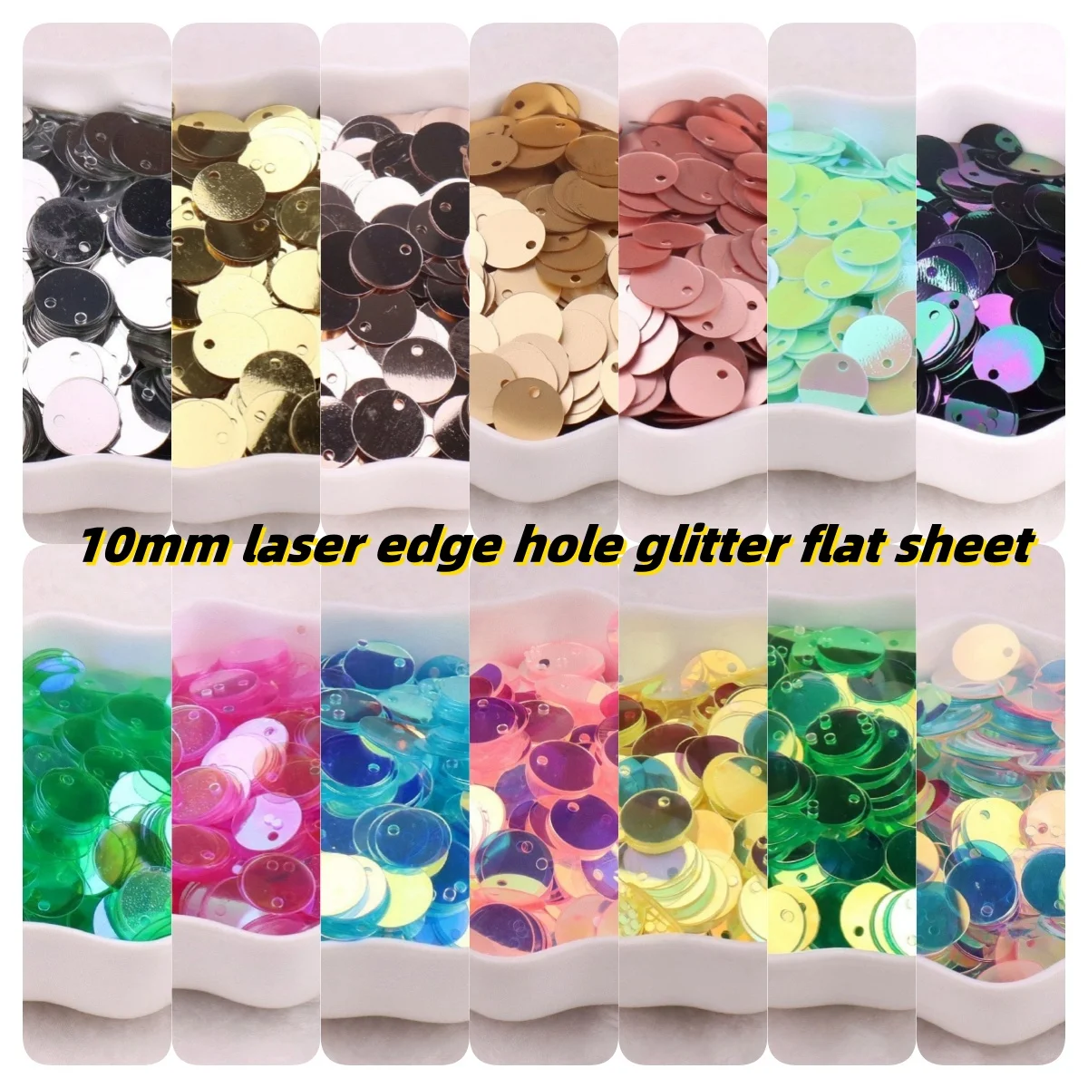 288 Stück 10 mm Pailletten, flach, rund, Laser-Pailletten, PVC-Pailletten, Nähen, Hochzeit, Basteln, DIY, handgefertigte Kleidungsstücke, Lentejuelas-Zubehör