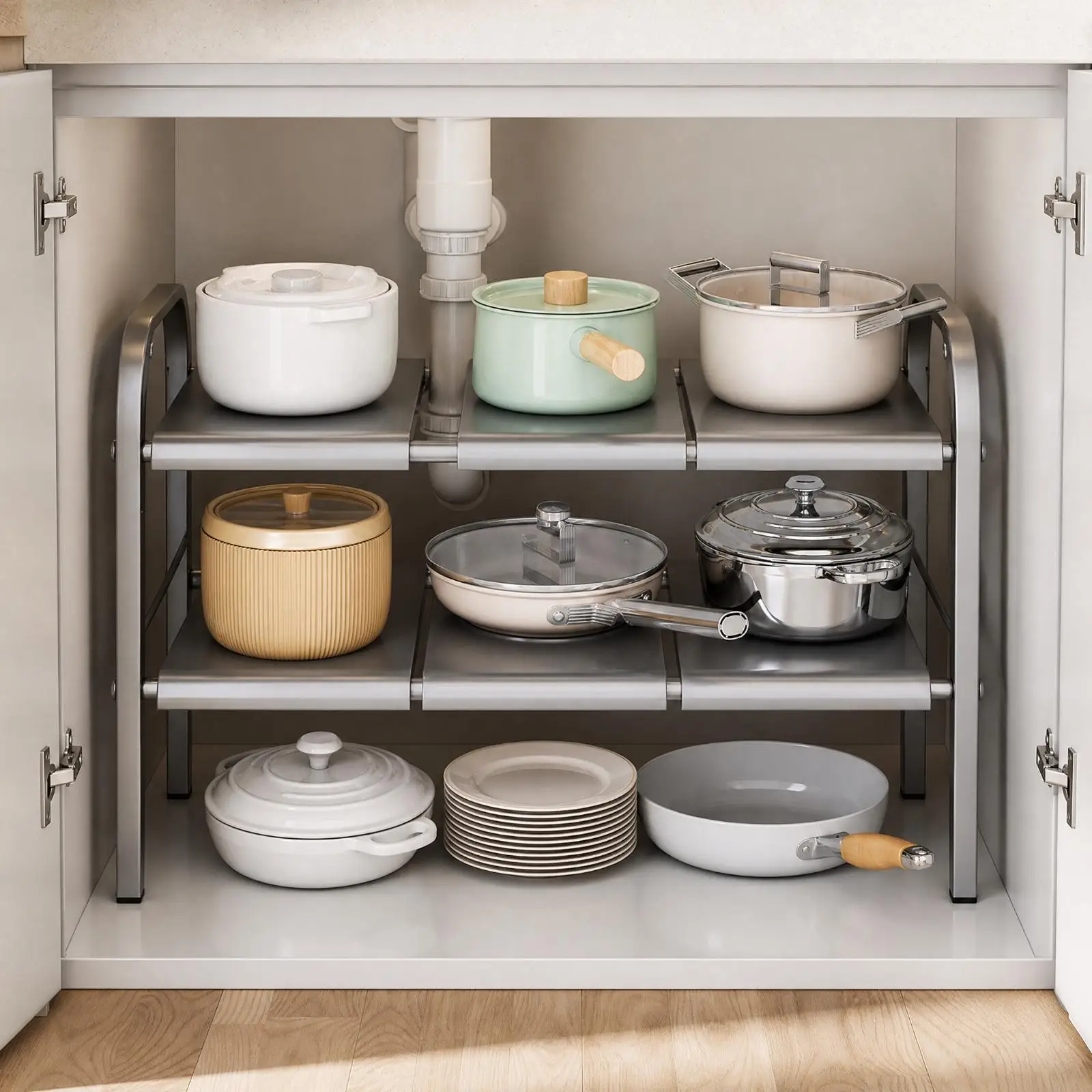 Heavy Duty Kitchen Storage Shelf Adjustable Shelving Unit Steel Rack for Cookware Pantry Organization